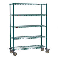 Metro Super Erecta EZ-ADD 18" x 48" Metroseal Green Epoxy 5-Shelf Mobile Shelving Unit with 63" Posts
