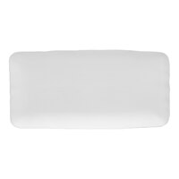 10 Strawberry Street Matte Wave 16" x 8" Rectangular White Stoneware Platter - 8/Case