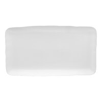 10 Strawberry Street Matte Wave 18" x 10" Rectangular White Stoneware Platter - 6/Case