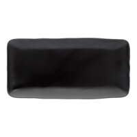 10 Strawberry Street Matte Wave 16" x 8" Rectangular Black Stoneware Platter - 8/Case