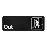 Lavex 9" x 3" Black and White Plastic "Out" Sign