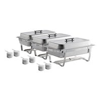 Choice Economy 8 Qt. Full Size Stainless Steel Chafer with Folding Frame - 3/Case