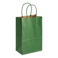 Choice 5 1/2" x 3 1/4" x 8 3/8" Green Paper Shopping Bag with Handles - 250/Case