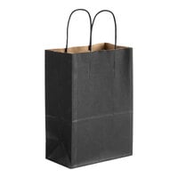 Choice 5 1/2" x 3 1/4" x 8 3/8" Black Paper Shopping Bag with Handles - 250/Case