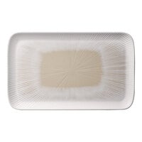 APS Blush 20 7/8" x 12 3/4" Pink and Beige Rectangular Melamine Serving Tray - 4/Case