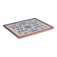 APS Arabesque 12 7/8" x 10 3/8" Multicolored Rectangular Melamine Serving Tray - 6/Case