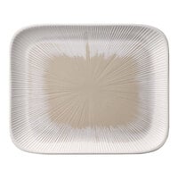 APS Blush 12 3/4" x 10 3/8" Pink and Beige Rectangular Melamine Serving Tray - 6/Case