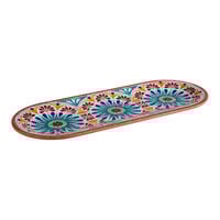 APS Arabesque 15" x 6 1/8" Multicolored Oval Melamine Platter - 12/Case