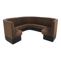 QA Group Cascade 144" Long Cafe Diamond Tufted 3/4 Circle Booth - 42" High