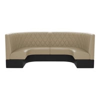 QA Group Cascade 96" Long Fawn Diamond Tufted 1/2 Circle Booth - 42" High