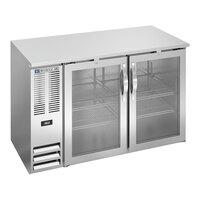 Beverage-Air BBN48HC-G-S-ALT 48" Stainless Steel Underbar Glass Door Shallow Depth Back Bar Refrigerator