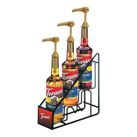 Torani 3-Tier 3-Bottle Black Stainless Steel Wire Rack for 750 mL-1 Liter Flavoring Syrup Bottles