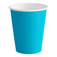 Creative Converting 563131B 9 oz. Turquoise Poly Paper Hot / Cold Cup - 240/Case