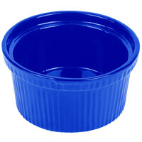 Tablecraft CW1620CBL 1 Qt. Cobalt Blue Cast Aluminum Souffle Bowl with Ridges