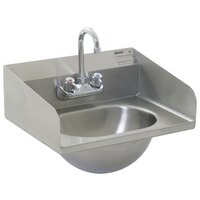 Eagle Group HSA-10-F-LRS Hand Sink with Gooseneck Faucet, Side Splashes, and Basket Drain