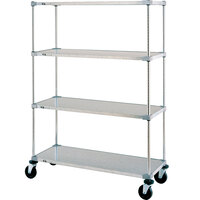 Metro Super Erecta F566EG Galvanized Mobile Solid Shelving Unit with Polyurethane Casters 24" x 60" x 68"