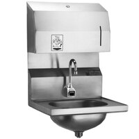 Eagle Group HSA-10-FDPEE Electronic Hand Sink with Gooseneck Faucet, Towel Dispenser, Electronic Soap Dispenser, and Basket Drain