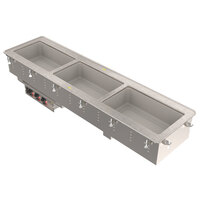 Vollrath 3664930 Modular Drop In Three Compartment Short Side Hot Food Well with Infinite Controls, Manifold Drain, and Auto-Fill - 208/240V, 3000W