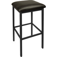 BFM Seating Trent Sand Black Steel Barstool with 2" Black Vinyl Seat