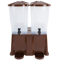 Tablecraft TW54DP Double 3 Gallon Slimline Beverage / Juice Dispenser with Brown Base