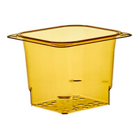 Cambro 65CLRHP150 H-Pan™ 1/6 Size Amber High Heat Plastic Colander Pan - 5" Deep