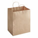 Choice 10" x 6 3/4" x 12" Natural Kraft Paper Customizable Shopping Bag with Handles - 250/Case