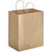 Duro 10" x 6 3/4" x 12" Bistro Natural Kraft Paper Shopping Bag with Handles - 250/Bundle