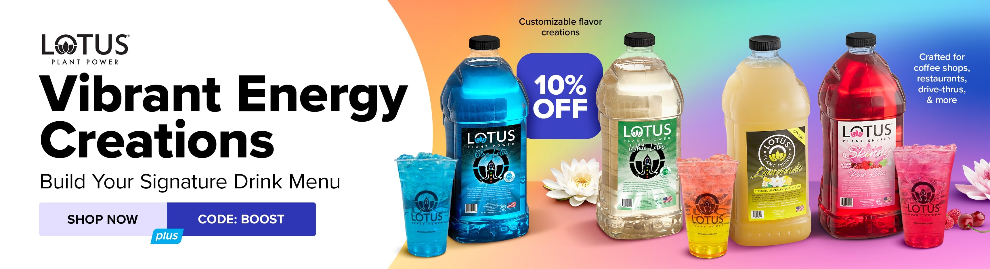 Lotus Vibrant Energy Creations Build Your Signature Drink Menu use code BOOST shop now