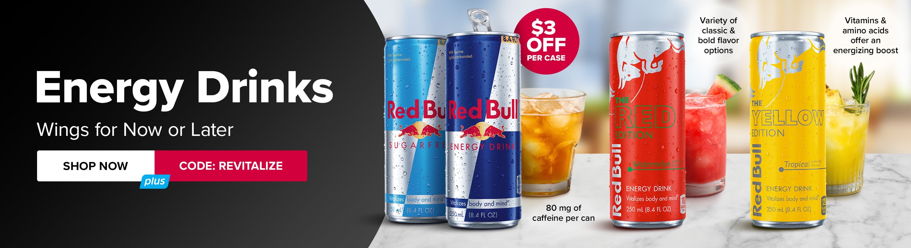$3 off per case on redbull energy drink