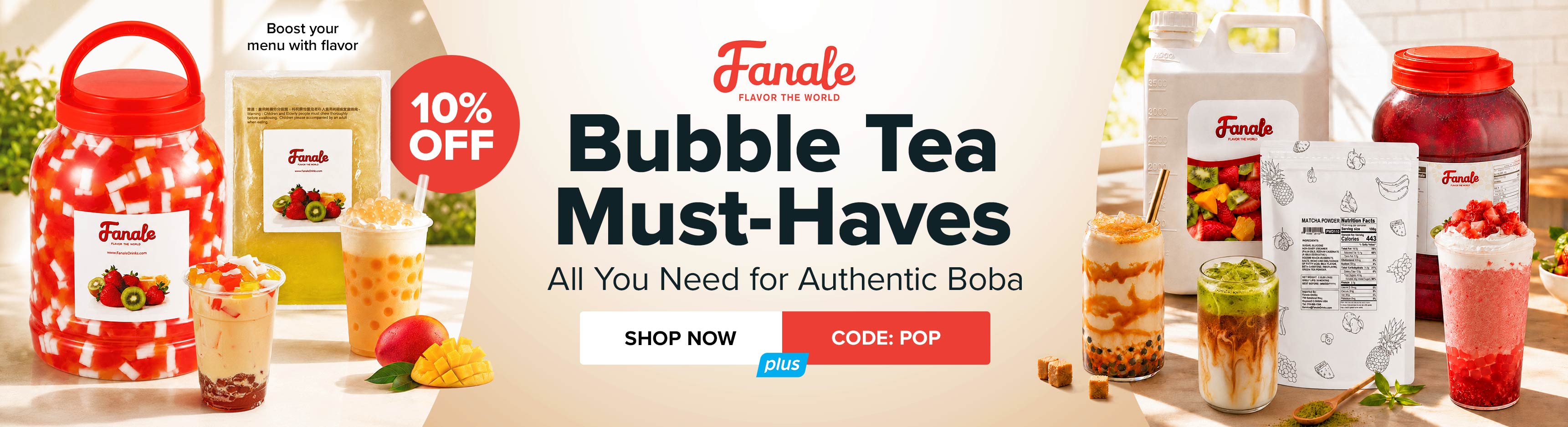 Save 10% on Bubble Tea Must-Haves from Fanale - Use Code: POP