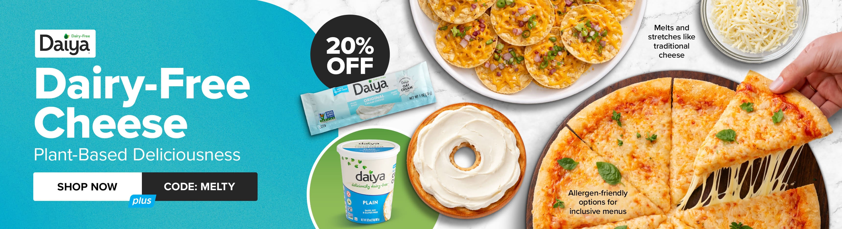 Dairy-Free Cheese - Plant-Based Deliciousness. Shop Now. Use Code: MELTY and Save 20%