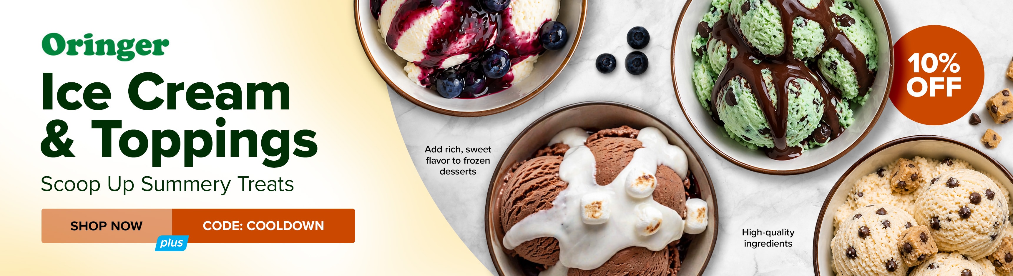 Save 10% on Oringer Ice Cream And Toppings