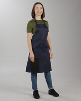 Choice Navy Blue Standard Bib Apron with 2 Pockets Display