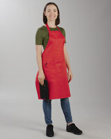 Choice Red Standard Bib Apron with 2 Pockets Display