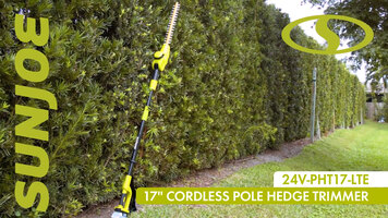 Sun Joe 24V-PHT17-LTE 24V iON+ 17" Cordless Pole Hedge Trimmer Demonstration Sun Joe 24V-PHT17-LTE 24V iON+ 17" Cordless Pole Hedge Trimmer Demonstration