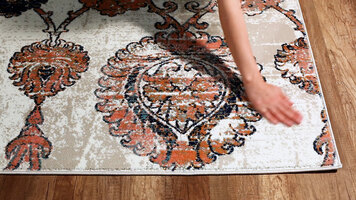 Abani Arto Collection Coral / Navy Distressed Bohemian Medallion Area Rug Abani Arto Collection Coral / Navy Distressed Bohemian Medallion Area Rug
