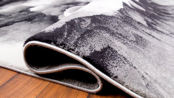 Abani Arto Collection Black / Ivory Contemporary Liquid Marble Area Rug