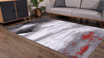 Abani Arto Collection Gray / Red Contemporary Marble Area Rug Abani Arto Collection Gray / Red Contemporary Marble Area Rug