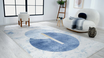 Abani Atlas Collection Blue / Gray Contemporary Intertwined Circles Area Rug