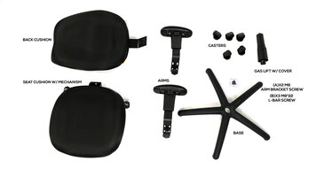 Boss B1002 BK Office Chair Assembly