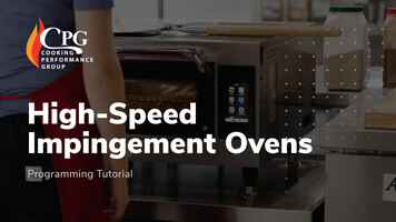 CPG High-Speed Impingement Oven: Programming Tutorial