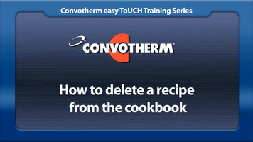 Cleveland Convotherm: Deleting a Recipe