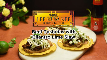 Lee Kum Kee Panda Brand Oyster Sauce Beef Tostadas with Cilantro Lime Slaw