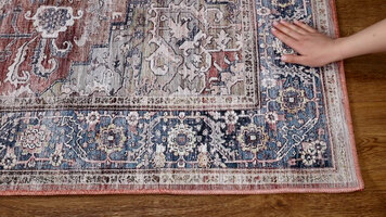 Abani Lola Collection Brown / Blue Vintage Medallion Area Rug