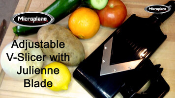Microplane Adjustable V-Blade Mandoline Food Slicer with Hand Guard Microplane Adjustable V-Blade Mandoline Food Slicer with Hand Guard
