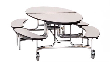 National Public Seating Mobile Table with Benches National Public Seating Mobile Table with Benches