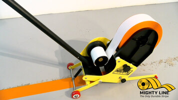 Mighty Line Mighty Liner Orange Floor Tape Applicator In Use