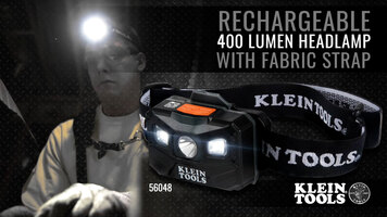 Klein Tools Rechargeable 400 Lumen Auto-Off Headlamp with Fabric Strap (56048) Overview