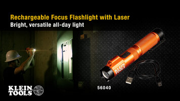 Klein Tools Rechargeable Focus Flashlight with Laser (56040) Overview Klein Tools Rechargeable Focus Flashlight with Laser (56040) Overview