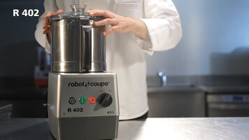 Robot Coupe R402 Combination Continous Feed Food Processor with 4.5 Qt. Stainless Steel Bowl